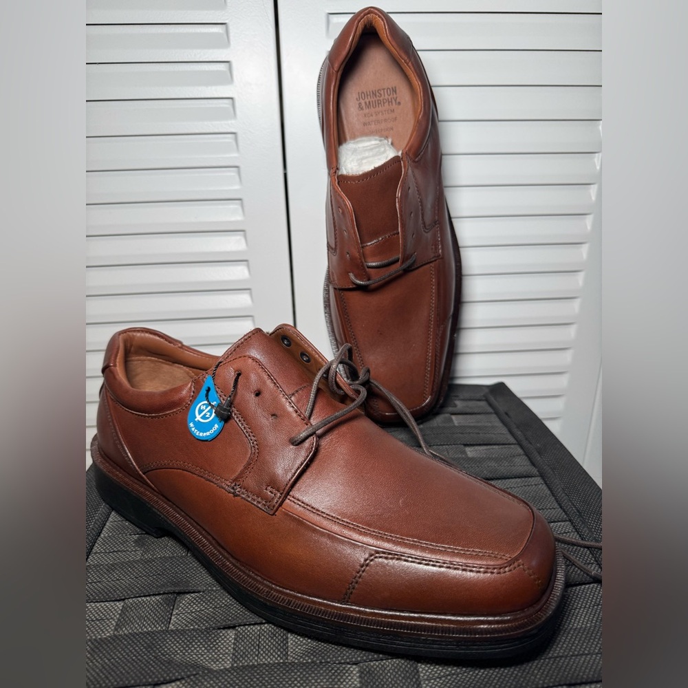 Johnston & Murphy Pattison Lace Brown Leather Men's Shoes 7.5